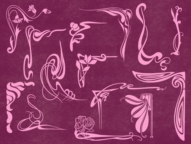 50 Art Nouveau Frame Procreate Stamp Set Includes Corners and Etsy