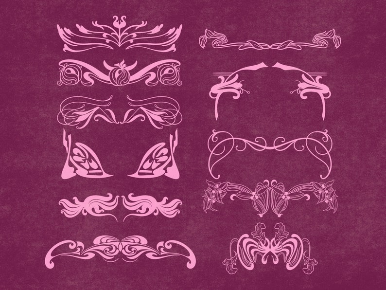 50 Art Nouveau Frame Procreate Stamp Set Includes Corners and Etsy