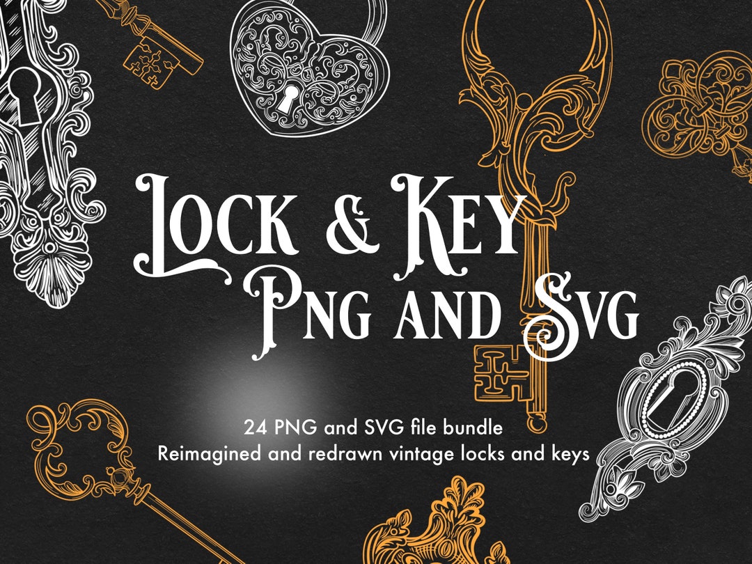 Vintage Lock and Key Ornamental PNG and SVG Design Bundle, Digital ...