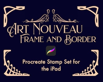 Procreate 40 Plus decoratieve art-nouveaustempels voor randen, lijst en lijstomtrek