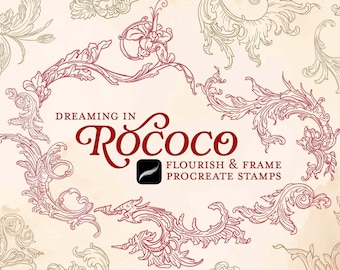 Rococo Frame Procreate Stamps: Ornamental Border & Corner Designs