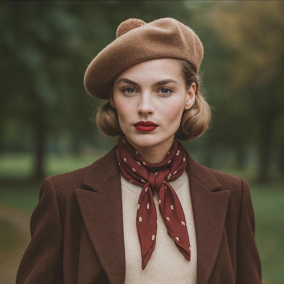 Camel Wool Beret Hat With Pom Pom - Unisex & Versatile Style  display picture 3