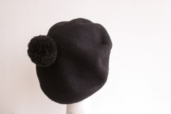 Chic Black Beret with PomPom Manon Fur Pom-Pom Beret in Black: FurHatWorld.com main image 4