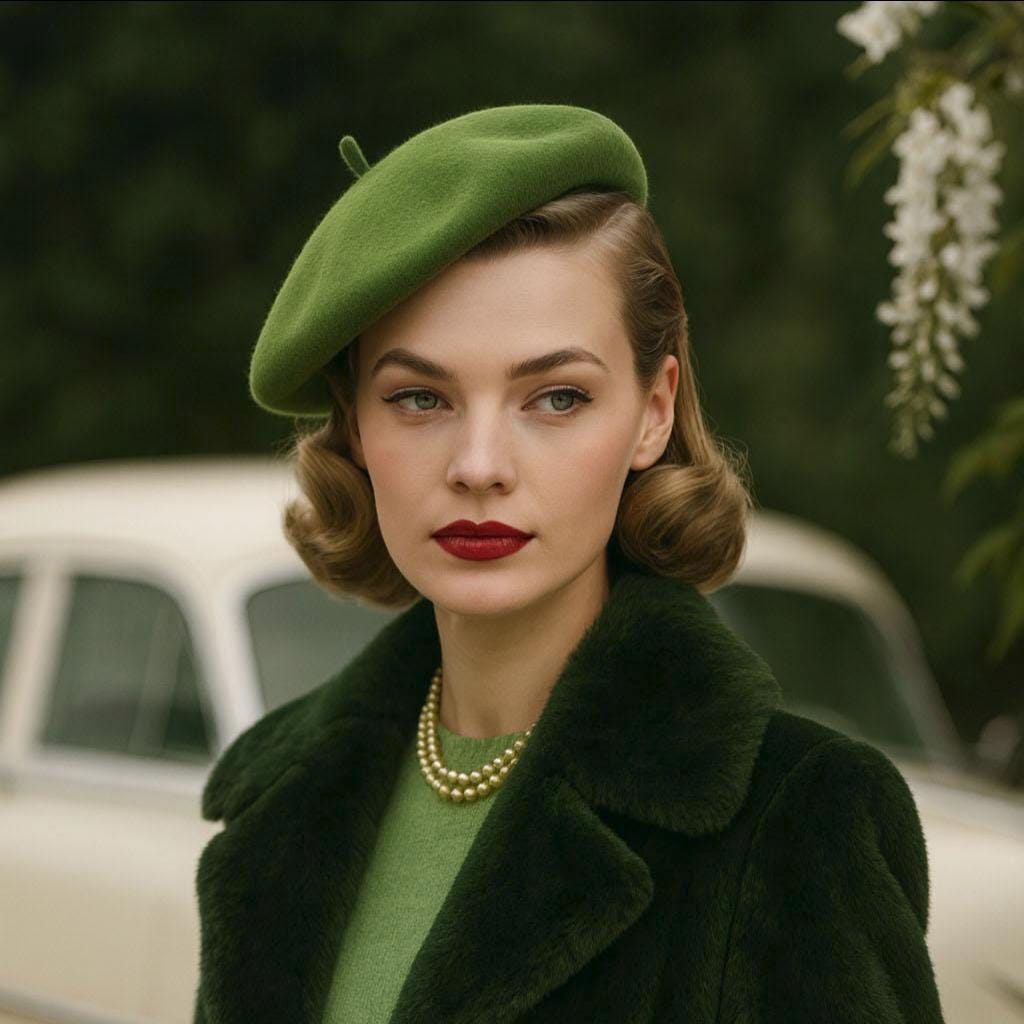 Moss Green Wool Beret Hat - Giftable Chic French Headwear