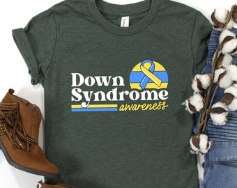 Retro Down Syndrome Awareness Shirt / T21 Blue Ribbon / Down Syndrome Gifts / Down Syndrome Dad / Sped Shirt / Vintage Sunset