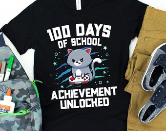 100 Days of School Achievement Unlocked T-Shirt / 100th Day of School / Boys 100th Day Shirt / Video Games / Teacher Shirt / 100 Days