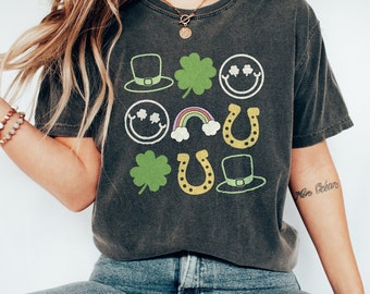 St Patricks Day Pattern Shirt / Lucky Tee / St Paddy's Day / Shamrock Shirt / Retro St Patricks / Clover Shirt / Lucky Irish