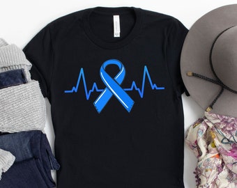 ALS Heartbeat T-Shirt / Heartbeat Shirt / Als Awareness Shirt / Blue Ribbon / Also Shirt / Family Support Shirt / Als Warrior / Als Fighter