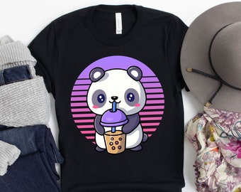 Retro Boba Panda T-Shirt / Kawaii Panda / Boba Lover / Retro Panda / Pearl Milk Tea Shirt / Boba Tea Shirt / Thai Tea Shirt / Tapicoa Milk