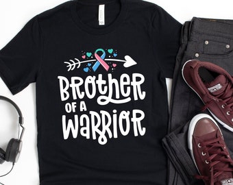 Brother Of A Warrior T-Shirt / Brother Of A Warrior / Blue Pink Teal / Thyroid Cancer / Thyroid Awareness / Cancer Support Tee / Cancer Tee