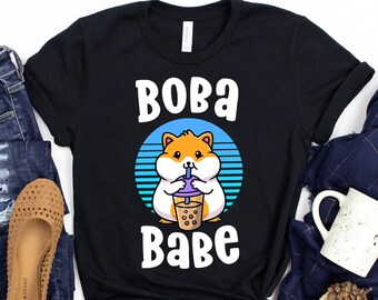 Boba Babe T-Shirt / Kawaii Hamster / Boba Lover / Boba Babe / Bubble Tea Lover / Taiwan Tea T-Shirt / Tapicoa Milk Tea / Milk Tea Shirt