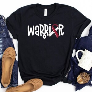 Warrior T-Shirt / Head Neck Cancer / Cancer Warrior / Burgundy Ribbon / Mouth Cancer / Head Neck Awareness / Cancer Support Shirt / Cancer