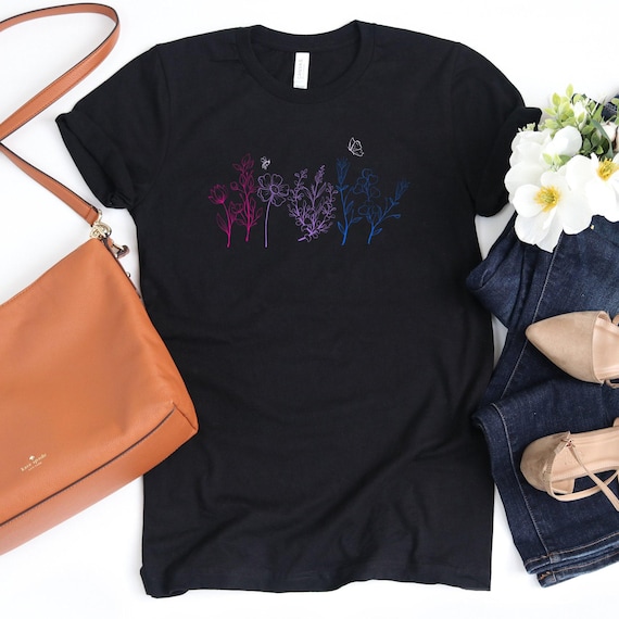 Bi Pride Wildflowers Shirt / Wildflower Shirt / Subtle Bisexual / Cottagecore Pride / Subtle Bi Pride / Bisexual Pride / Pride Month Shirt