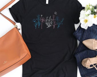 Trans Pride Wildflowers Shirt / Wildflower Shirt / Subtle Transgender / Cottagecore Pride / Subtle Pride Shirt / Transgender Pride