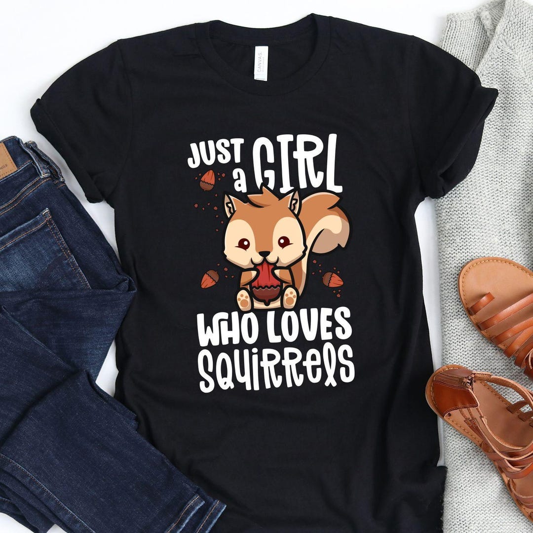Squirrel Lover T-Shirt For Women – Just A Girl Who Loves Squirrels, Soft Cotton