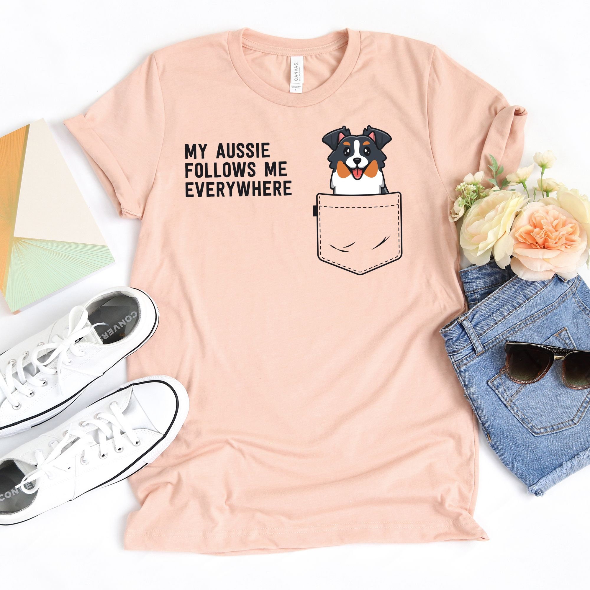 My Aussie Follows Me Everywhere T Shirt Australian Shepherd Etsy