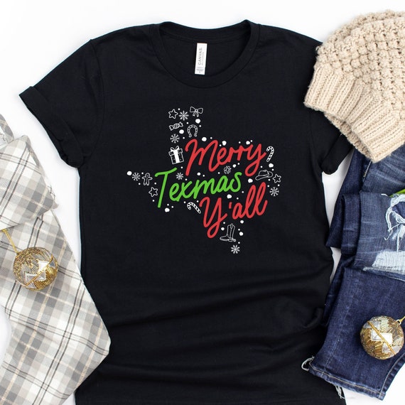 Red Plaid Texas State Texan Santa Hat Merry Christmas Y'all T-Shirt Red Plaid Texas State Texan Santa Hat Merry Christmas Y'all T-Shirt