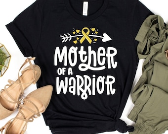 Mother Of A Warrior T-Shirt / Mother Of A Warrior / Childhood Cancer Tee / Gold Ribbon / Cancer Awareness / Cancer Support Shirt / Cancer