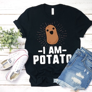 I Am Potato Shirt Potato Shirt Couch Potato Cute Vegan Shirt Vegan T Shirt Vegan Shirt Joke Shirt Lounge Shirt Lazy Shirt Potato T Shirt image 1