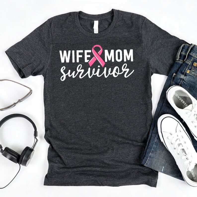 Wife Mom Survivor T-Shirt / Breast Cancer Shirt / Pink Ribbon Shirt / Wife Mom Survivor / Breast Cancer Tee / Fight Breast Cancer / Breast image 2