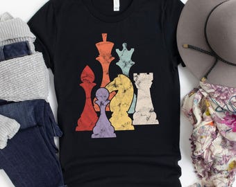 Retro Chess Pieces T-Shirt / Funny Chess Shirts / Vintage Chess Shirt / Retro Chess Shirt / Chess Gift / Chess Pieces / Funny Chess Gift