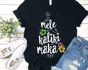 Mele Kalikimaka Shirt Mele Kalikimaka Xmas Santa Claus Beach Christmas Mele Kalikimaka Holiday Shirt Christmas Vacation Hawaiian Holiday