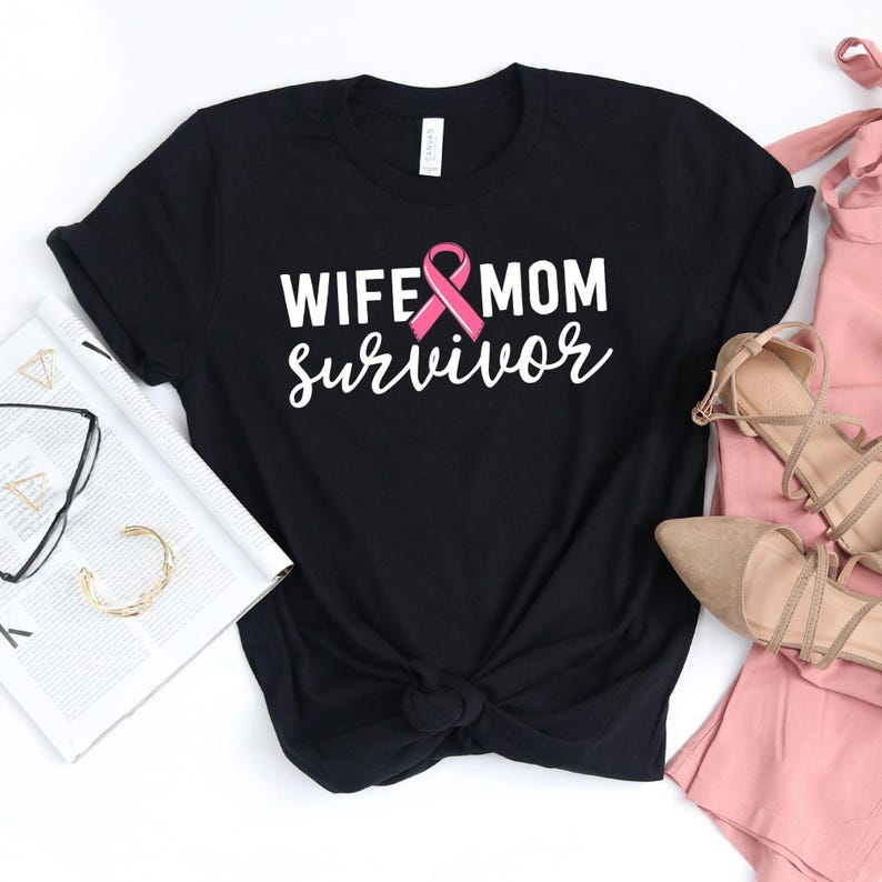 Wife Mom Survivor T-Shirt / Breast Cancer Shirt / Pink Ribbon Shirt / Wife Mom Survivor / Breast Cancer Tee / Fight Breast Cancer / Breast image 1