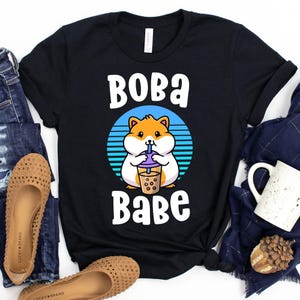 Boba Babe T-Shirt / Kawaii Hamster / Boba Lover / Boba Babe / Bubble Tea Lover / Taiwan Tea T-Shirt / Tapicoa Milk Tea / Milk Tea Shirt