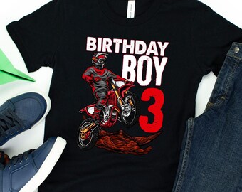 Motocross Birthday Boy 3 T-Shirt / 3rd Birthday Gifts / 3rd Birthday Party / Motocross Birthday / Matching Birthday / Motocross Kids Shirt