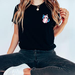Subtle Trans Pride Shirt / Pride Month Shirt / Subtle Transgender / Trans Pride Cat / Kawaii Cat / Trans Pride / Transgender Pride