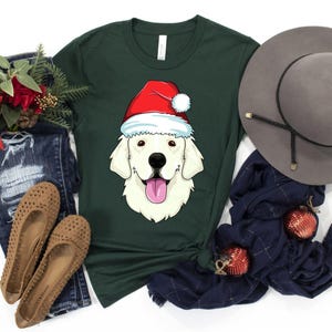 Cream Golden Retriever in a Santa Hat Shirt / Dog Christmas Shirt / White Golden / Retriever Christmas / Dog Lover Present / Merry Dogmas image 4