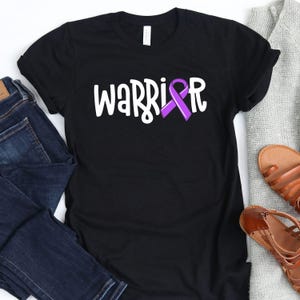 Warrior T-Shirt / Alzheimers Shirt / Purple Ribbon / Warrior / Alzheimers Ribbon / Celiacs Disease / Dementia Shirt / End ALZ / Awareness