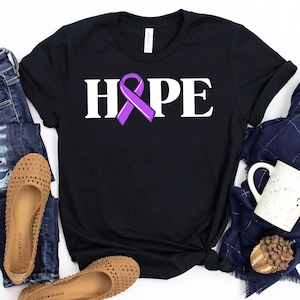 Hope T-Shirt / Alzheimers Shirt / Purple Ribbon / Celiacs Disease / Alzheimers Awareness / Alzheimers Month / Peace Love Cure / Dementia