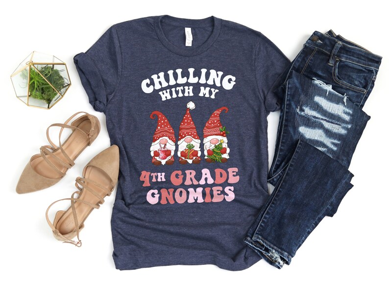 Chilling With My 4th Grade Gnomies Shirt / Christmas Gnomes / Holiday School Party / Matching Teacher / Fourth Grade Shirt image 4