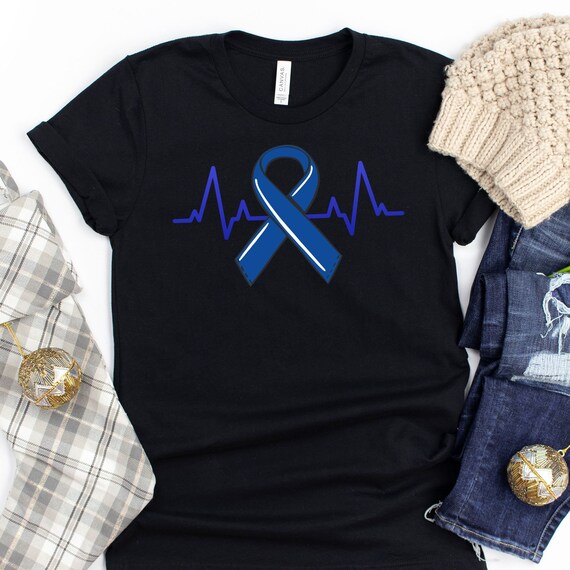 Heartbeat Colorectal Ribbon Colon Cancer Awareness Tshirt Heartbeat Colorectal Ribbon Colon Cancer Awareness Tshirt