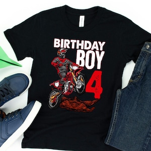 Motocross Birthday Boy 4 T-Shirt / Four Birthday Shirt / 4th Birthday Party / Motocross Birthday / Dirtbike Birthday / Birthday Girl