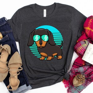 Retro Dachshund T-Shirt / Dachshund Shirt / Retro Dachshund / Vintage Sunset / Retro Sunset / Dachshund Mom / Love Dachshunds / Men Women image 2