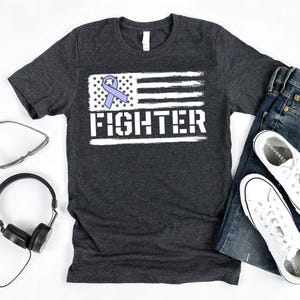 Fighter T-Shirt / Gastric Cancer / Dad Husband Fighter / Periwinkle Awareness / Periwinkle Ribbon / Stomach Awareness / Stomach Cancer