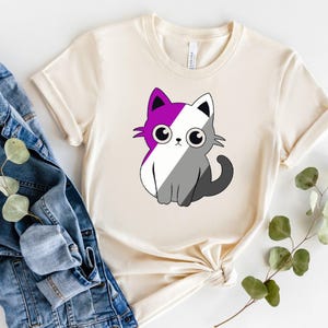 Cute Ace Shirt / Cute Asexual Gifts / Asexual Pride Flag / Cat Pride Shirt / Kawaii Clothing / Ace Pride T Shirt / Pride Gift / Pride Outfit