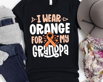 I Wear Orange For My Grandpa T-Shirt / Orange Ribbon / Leukemia Cancer / Kidney Cancer / Orange Ribbon / Kidney Cancer Shirt / Leukemia