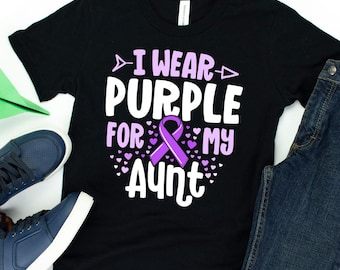 I Wear Purple For My Aunt T-Shirt / Alzheimers Shirt / Purple Ribbon / For My Aunt / I Wear Purple / Alzheimers Walk / Celiacs Disease