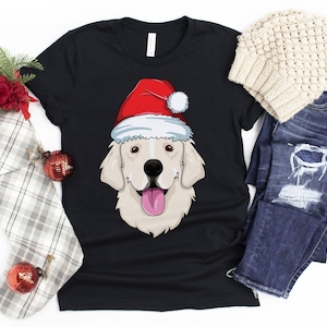 Cream Golden Retriever in a Santa Hat Shirt / Dog Christmas Shirt / White Golden / Retriever Christmas / Dog Lover Present / Merry Dogmas image 1