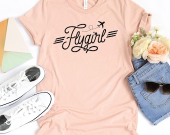 Camiseta Flygirl / Camiseta de azafata / Regalo para ella / Regalo de aviación / Camiseta de tripulación de vuelo / Camiseta de tripulación de cabina / Regalo de tripulación de vuelo / Camiseta de cabina