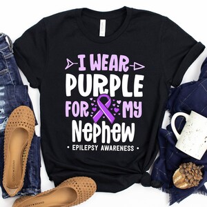 I Wear Purple for My Nephew Epilepsy Awareness / Epilepsy Family Tee / Aunt Uncle Support / Purple Ribbon Tee / Epilepsy Gift