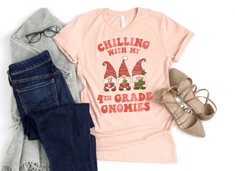 Chilling With My 4th Grade Gnomies Shirt / Christmas Gnomes / Holiday School Party / Matching Teacher / Fourth Grade Shirt image 6