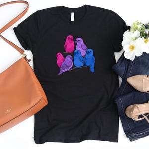 Bi Pride Birds Shirt / Bisexual Pride / Parrot Owner Gift / Bird Owner Gift / Budgie Mom / Kawaii Bisexual / Pride Month Shirt / Bi Pride