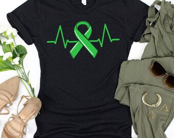 Mental Health Heartbeat T-Shirt / Green Ribbon / Mental Health Shirt / Heartbeat Shirt / Mental Health Matter / Psychology Shirt