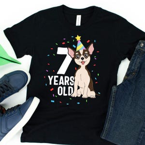 7 Years Old Birthday French Bulldog / T-Shirt / 7th Birthday Shirt / Seventh Birthday Shirt / Dog Birthday Party / Kid&#39;s Birthday Shirt