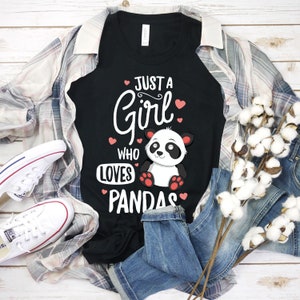 Just A Girl Who Loves Pandas Shirt Panda Gift Funny Kids Shirt Panda Party Panda TShirt Panda Lover Gift Panda Bear Shirt Panda Theme Girls