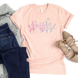 Bi Pride Wildflowers Shirt / Wildflower Shirt / Subtle Bisexual / Cottagecore Pride / Subtle Bi Pride / Bisexual Pride / Pride Month Shirt image 4